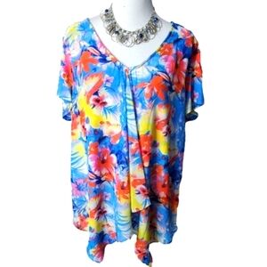 NY Collection size 2x multicolor top vacation‎